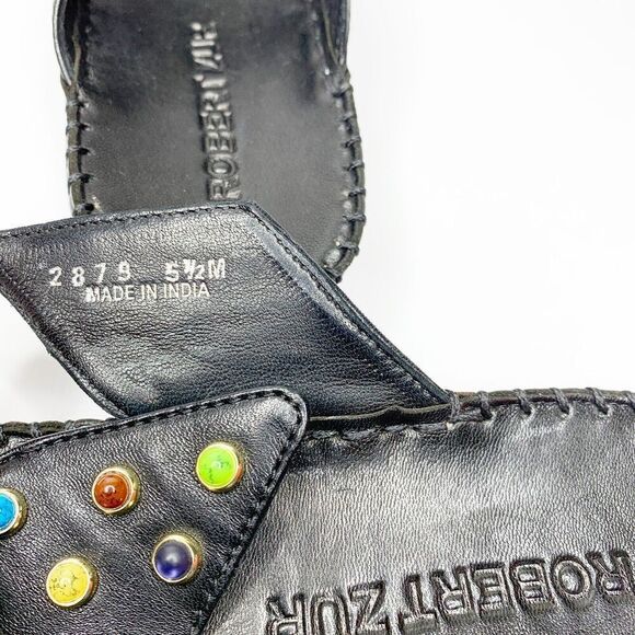 NEW Robert Zur Criss Cross Platform Slides 5.5 Sandals Black Leather Soft $285 - Picture 6 of 8